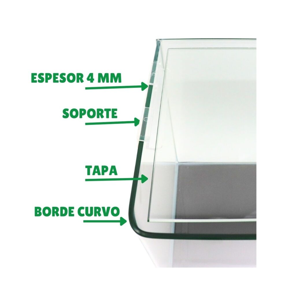 Acquario Urbyss Aqua Della 40x26x30 Cm - Vetro Curvo Da 5 Mm, Vetro Protettivo 3 Mm, Con Clip E Tappetino