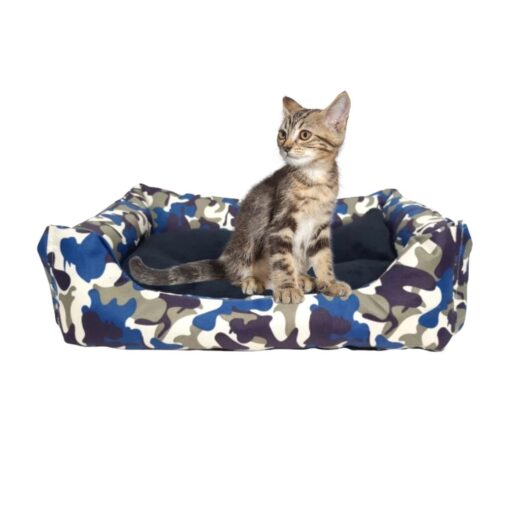 Cama Para Mascotas Camuflada Azul